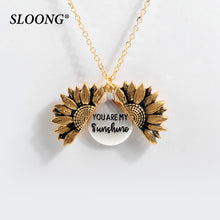 Load image into Gallery viewer, 2019 New Women Gold Necklace Custom You are my sunshine Open Locket Sunflower Pendant Necklace Free Dropshipping